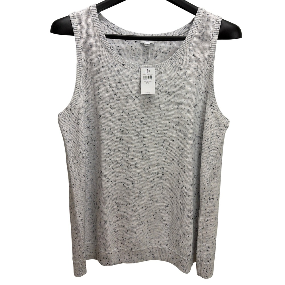 J. Jill Soft White Gray Marled Cotton Knit Sweater Shell Tank‎ Top 2X Sleeveless